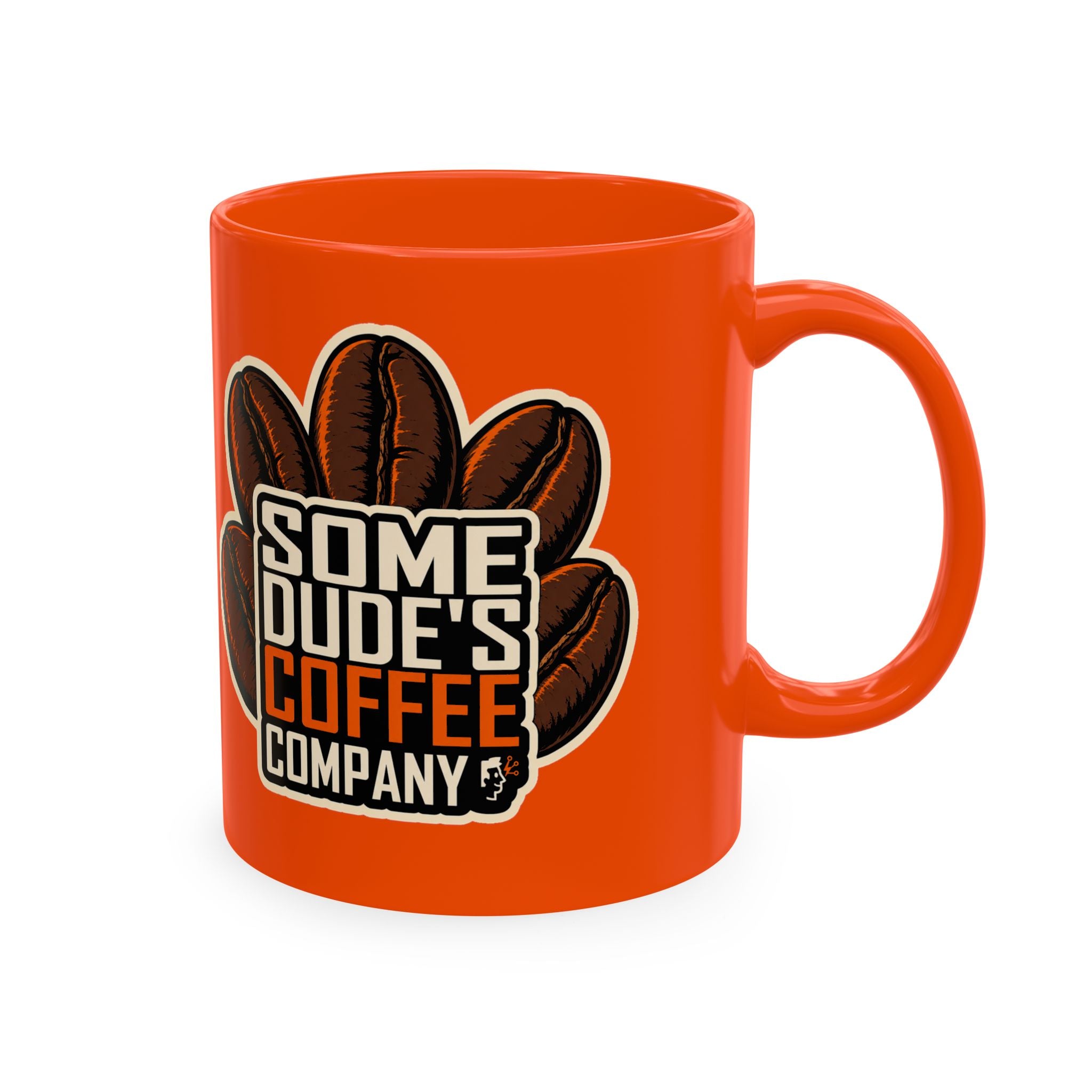 Some Dude's Coffee Company Five-Bean Logo Mug — Orange, 11 oz