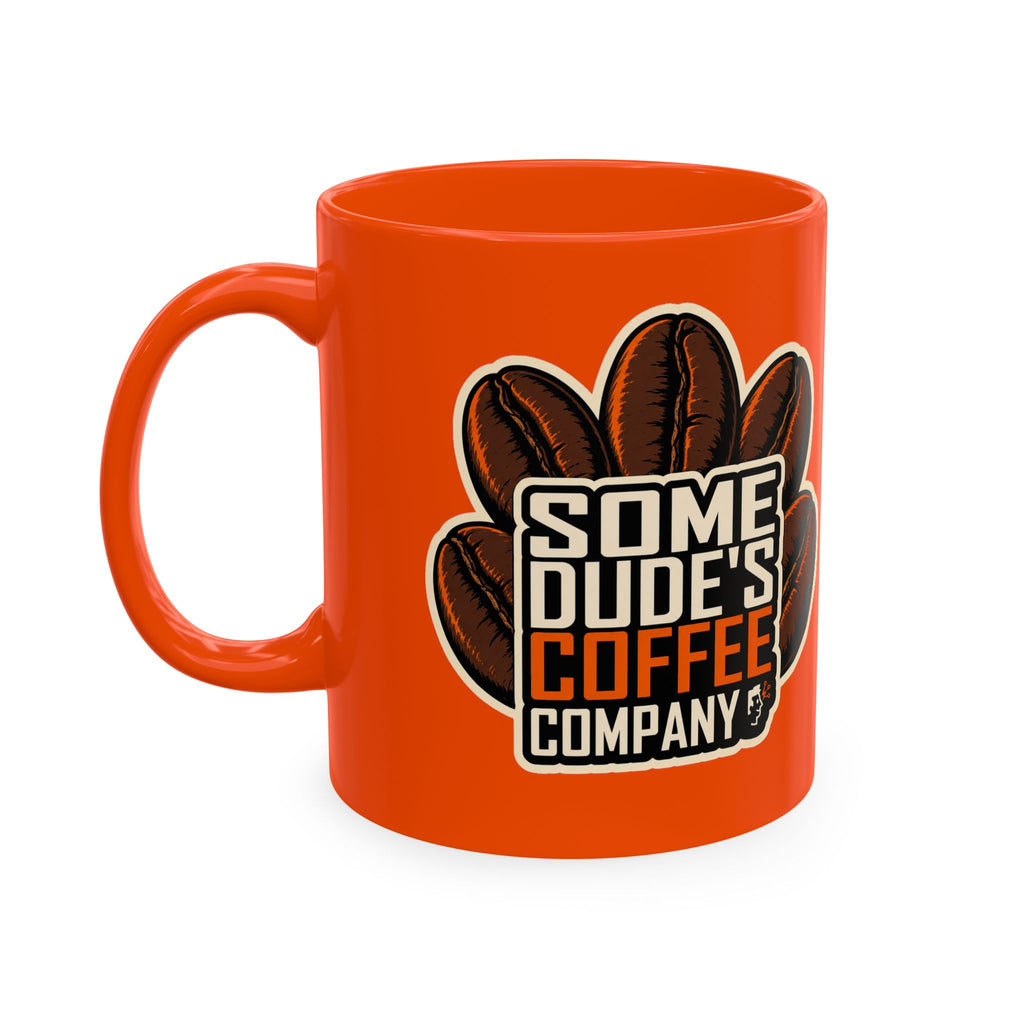 Some Dude's Coffee Company Five-Bean Logo Mug — Orange, 11 oz