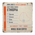 Dude's Single Source Ethiopia No. 001 Vintage Tin Coffee Sign — 12×12